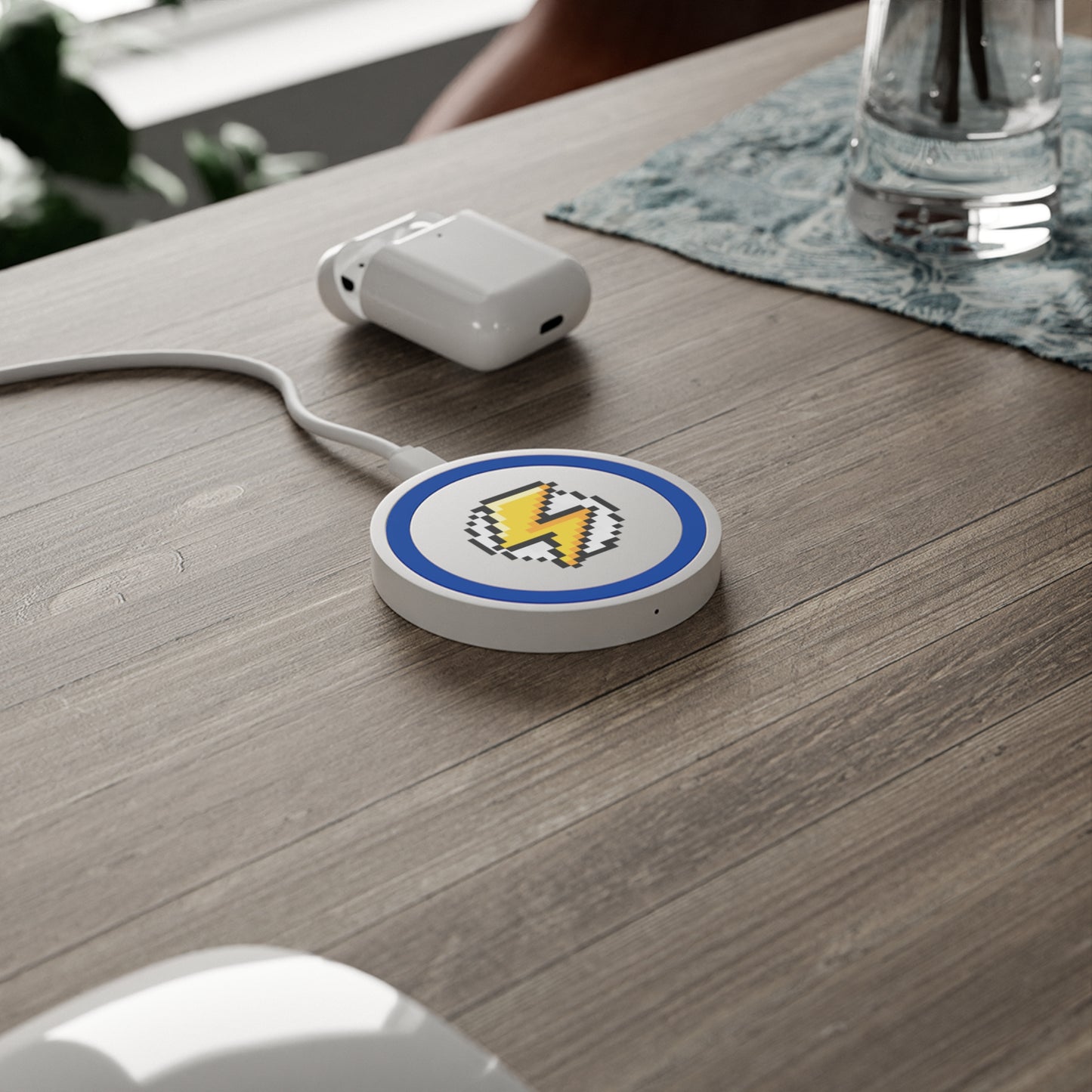 Pixel Lightning Wireless Charging Pad, Gamer Charging Station, Retro Gaming Gadget, Phone Charger, Unique Tech Gift