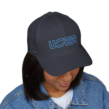 USER Embroidered Fitted Cap — Retro Tech Logo Hat