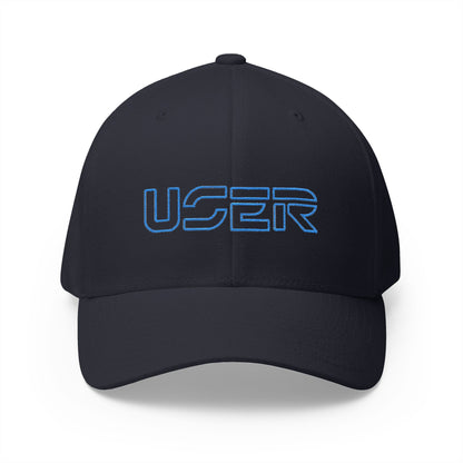 USER Embroidered Fitted Cap — Retro Tech Logo Hat