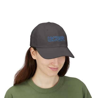 User Retro Tech Dad Cap — Embroidered Vintage Circuit Logo Baseball Hat