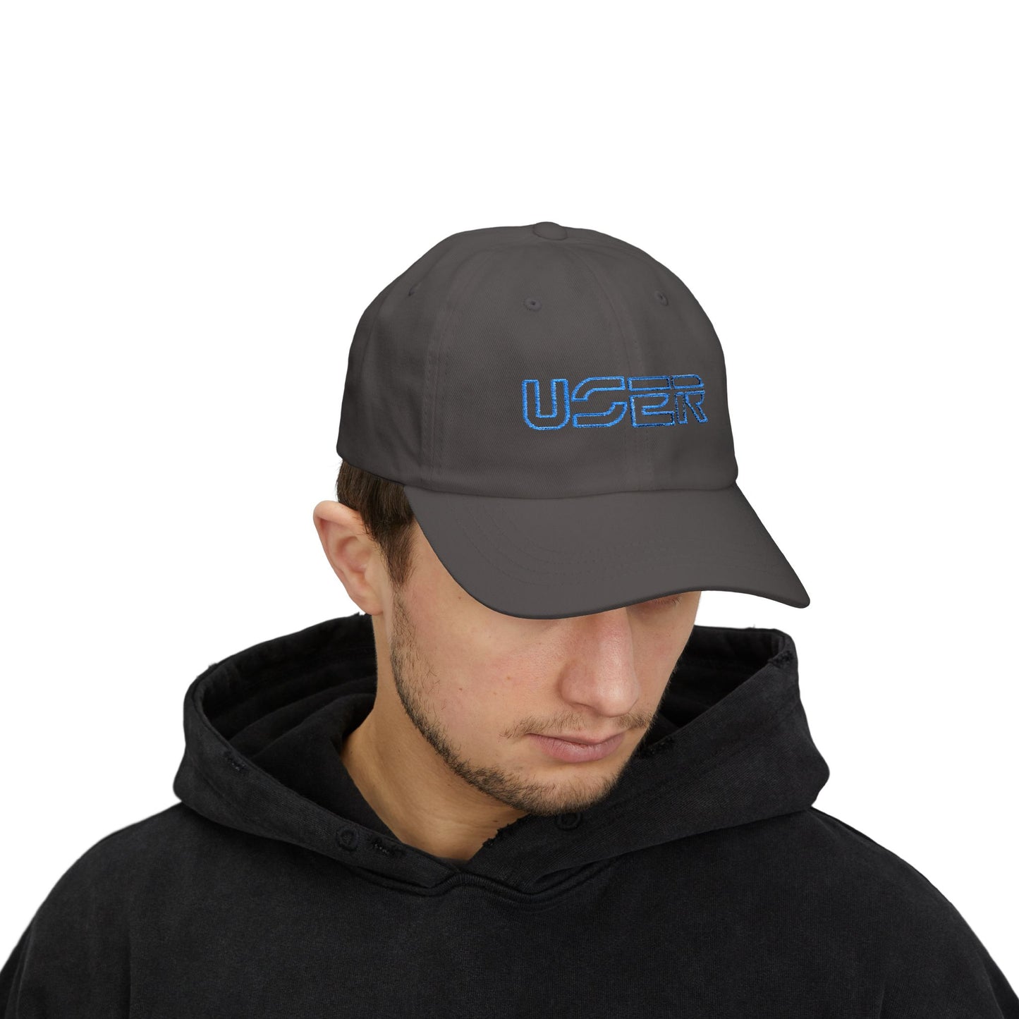 User Retro Tech Dad Cap — Embroidered Vintage Circuit Logo Baseball Hat