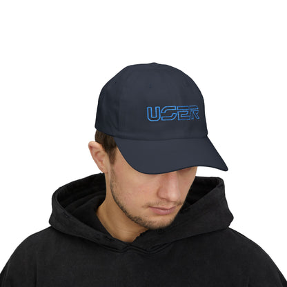 User Retro Tech Dad Cap — Embroidered Vintage Circuit Logo Baseball Hat