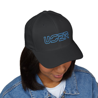 USER Embroidered Fitted Cap — Retro Tech Logo Hat