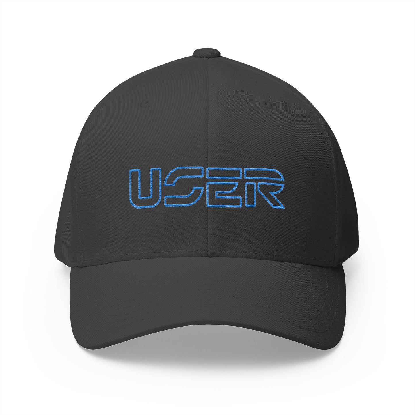 USER Embroidered Fitted Cap — Retro Tech Logo Hat